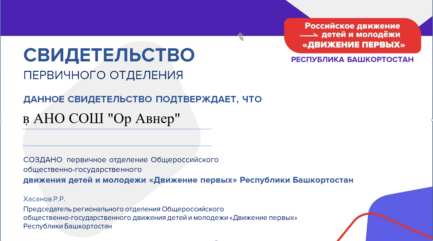 План работы первичного отделения